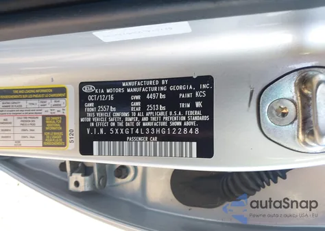 2017 Kia Optima Lx from USA, damaged, VIN 5XXGT4L33HG122848